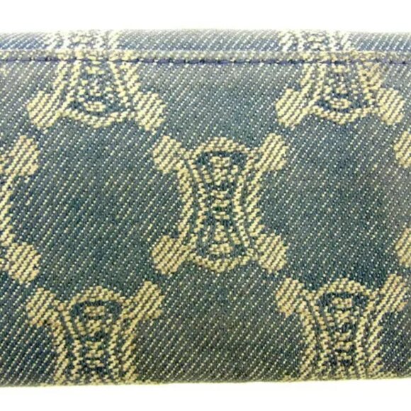 Celine Card Case Macadam Brown Blue Woman unisex Authentic Used - Picture 2 of 6
